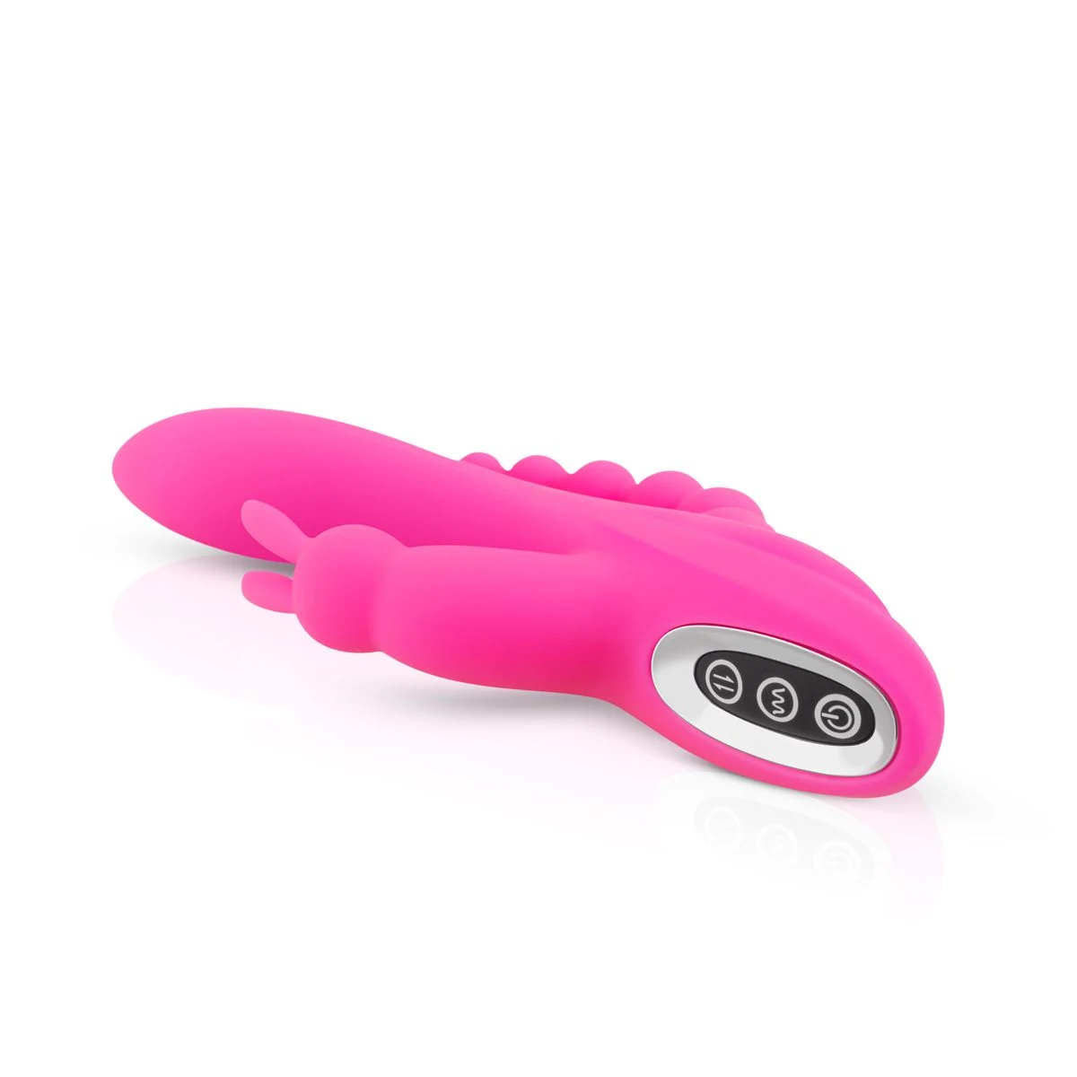 Teazers dubbele rabbit vibrator roze met totale lengte 21 cm