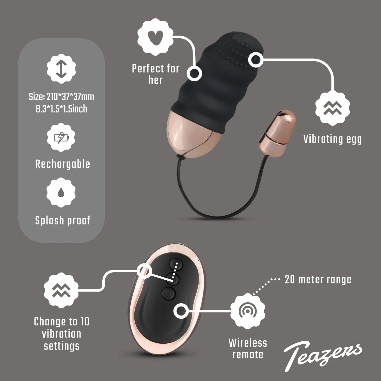 Teazers geribbeld vibratie-eitje van siliconen en ABS