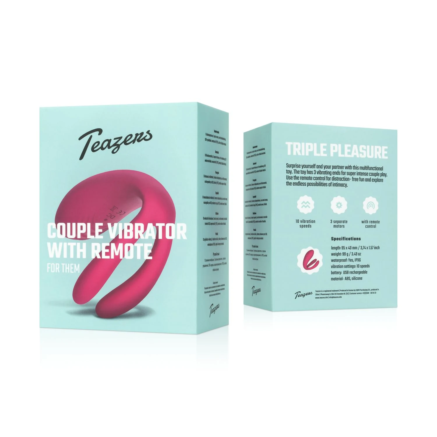Teazers koppel vibrator met maximale diameter van 40 mm