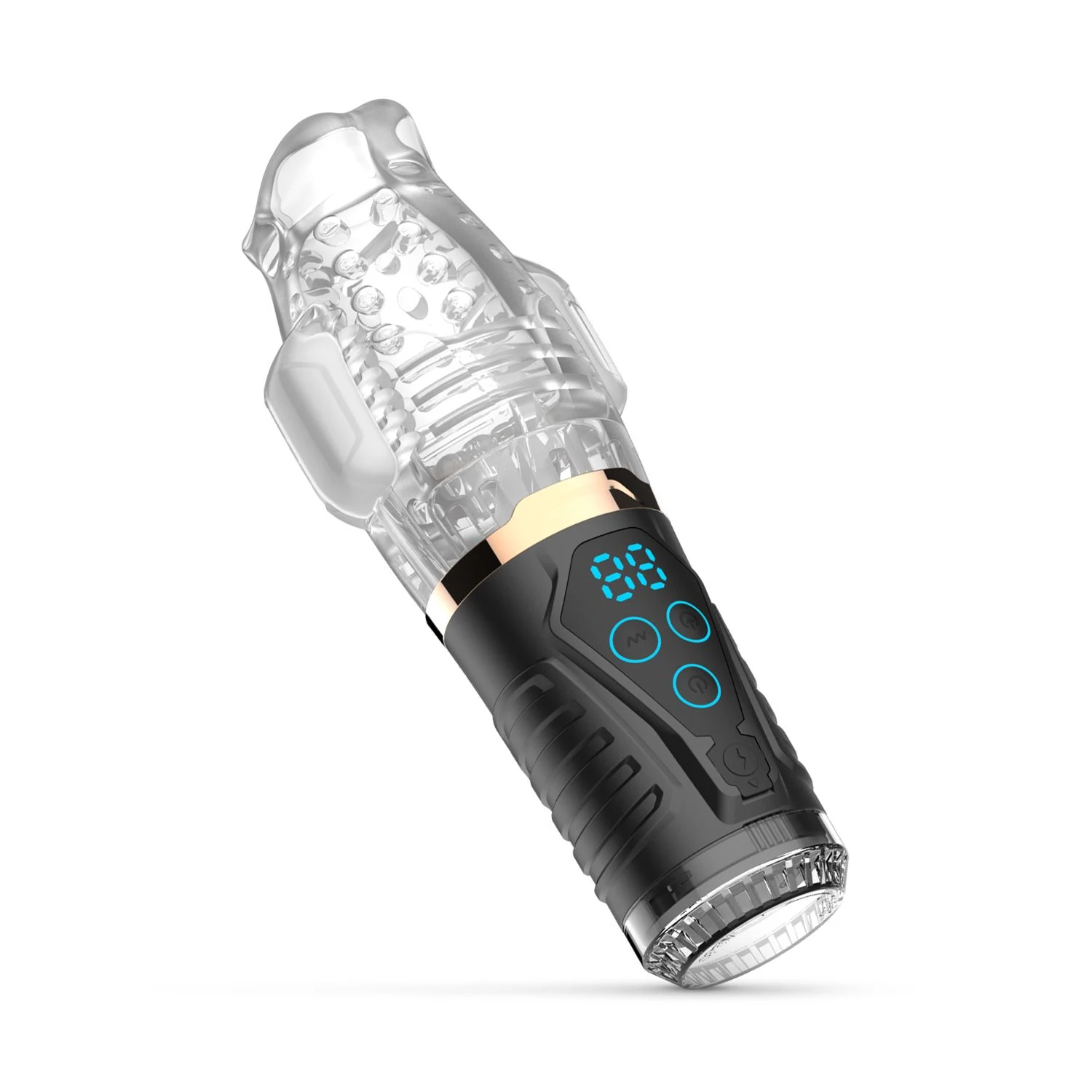 Teazers masturbator met zuigkracht en vibratie, transparant en USB-oplaadbaar