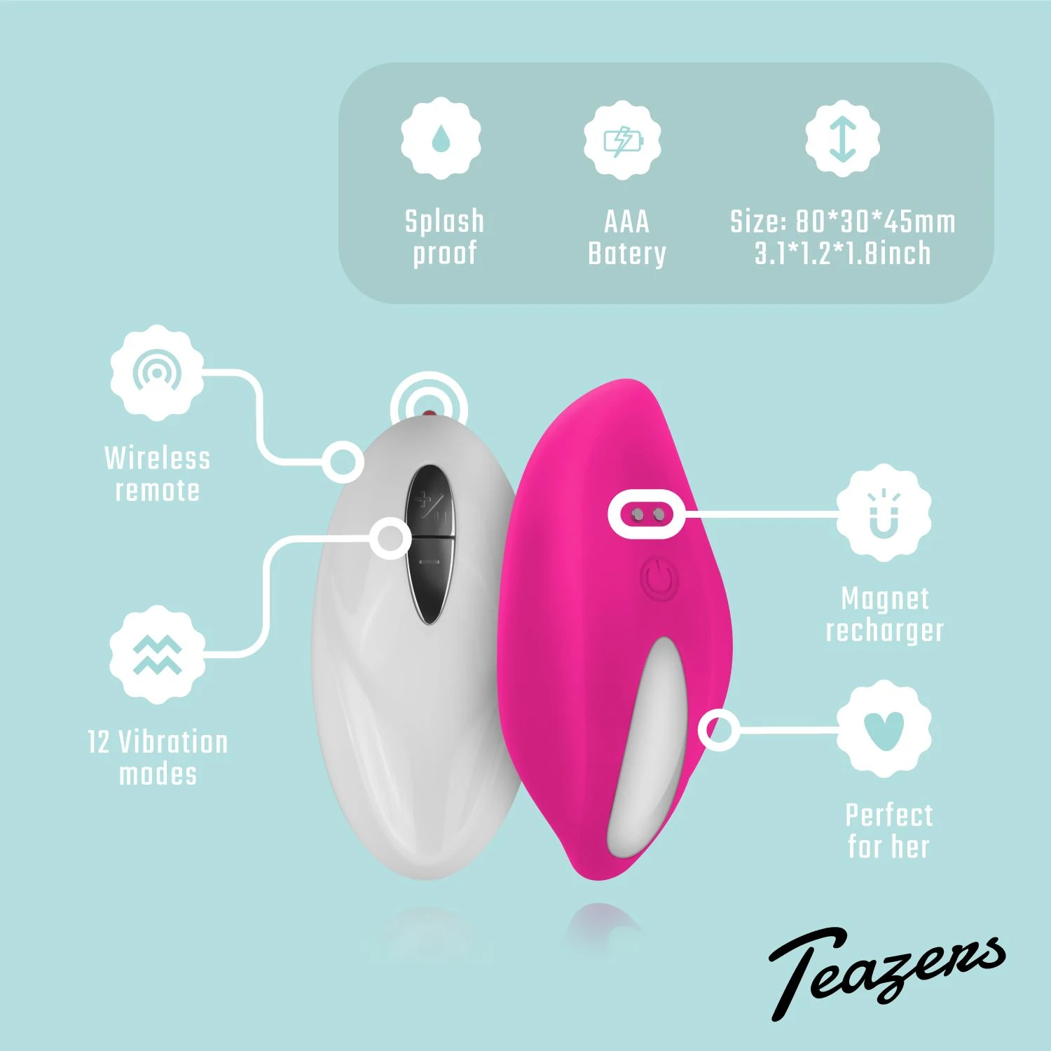 Teazers Panty Pleasure vibrator 80 mm lang en 45 mm breed