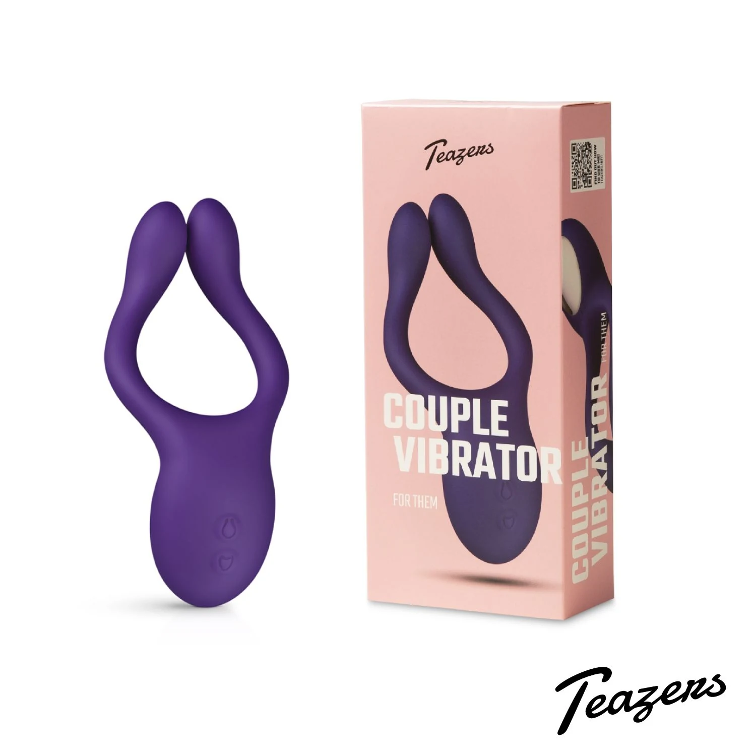 Teazers Partner Multifun koppelvibrator paars met 10 vibratiestanden