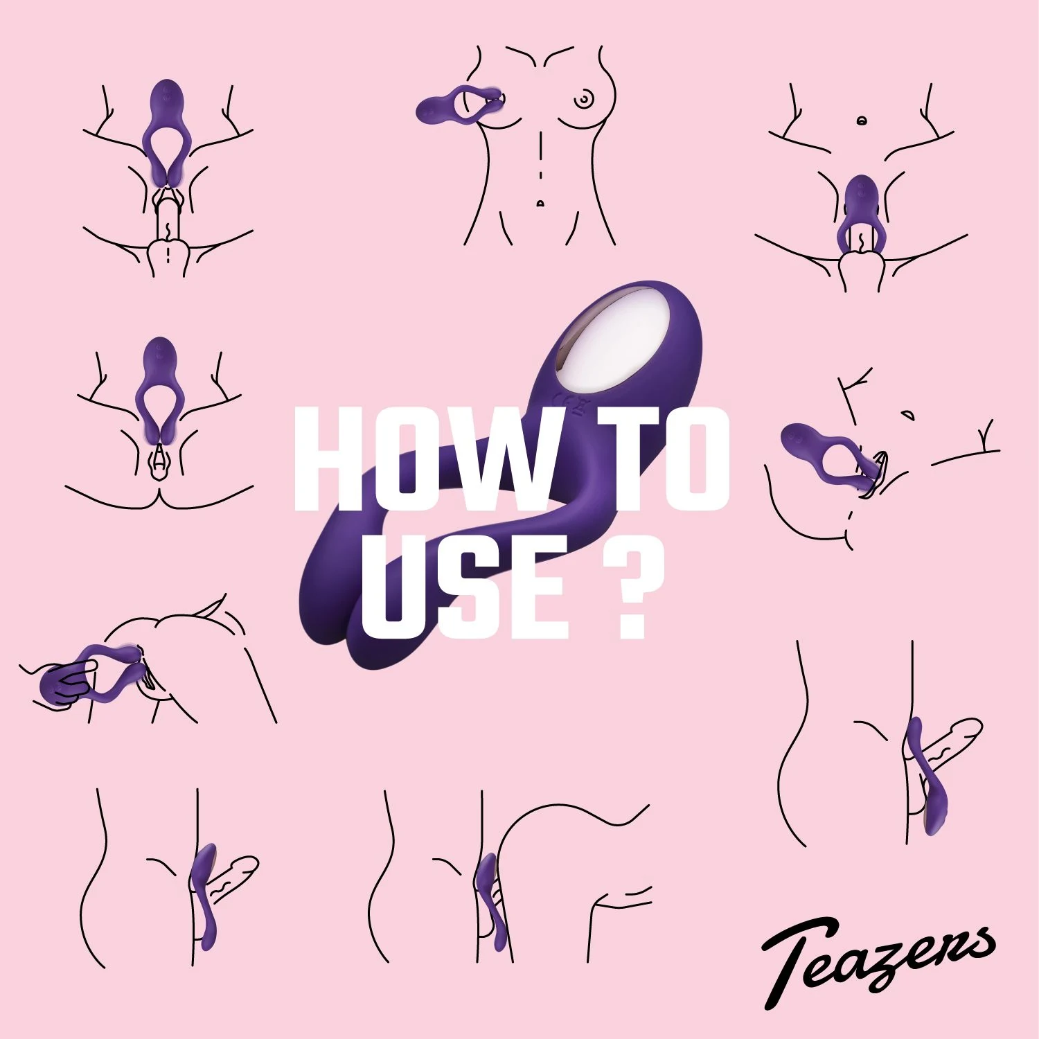 Teazers koppelvibrator met pushbutton bediening en standaard vibratie