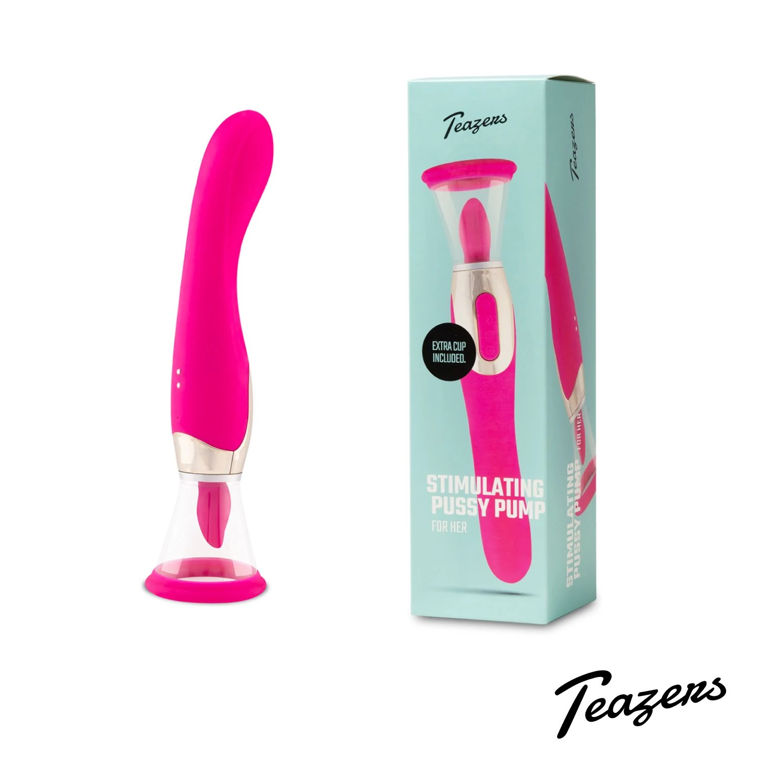 Teazers Pleasure Pump roze met vacuümpomp voor vulva of tepels