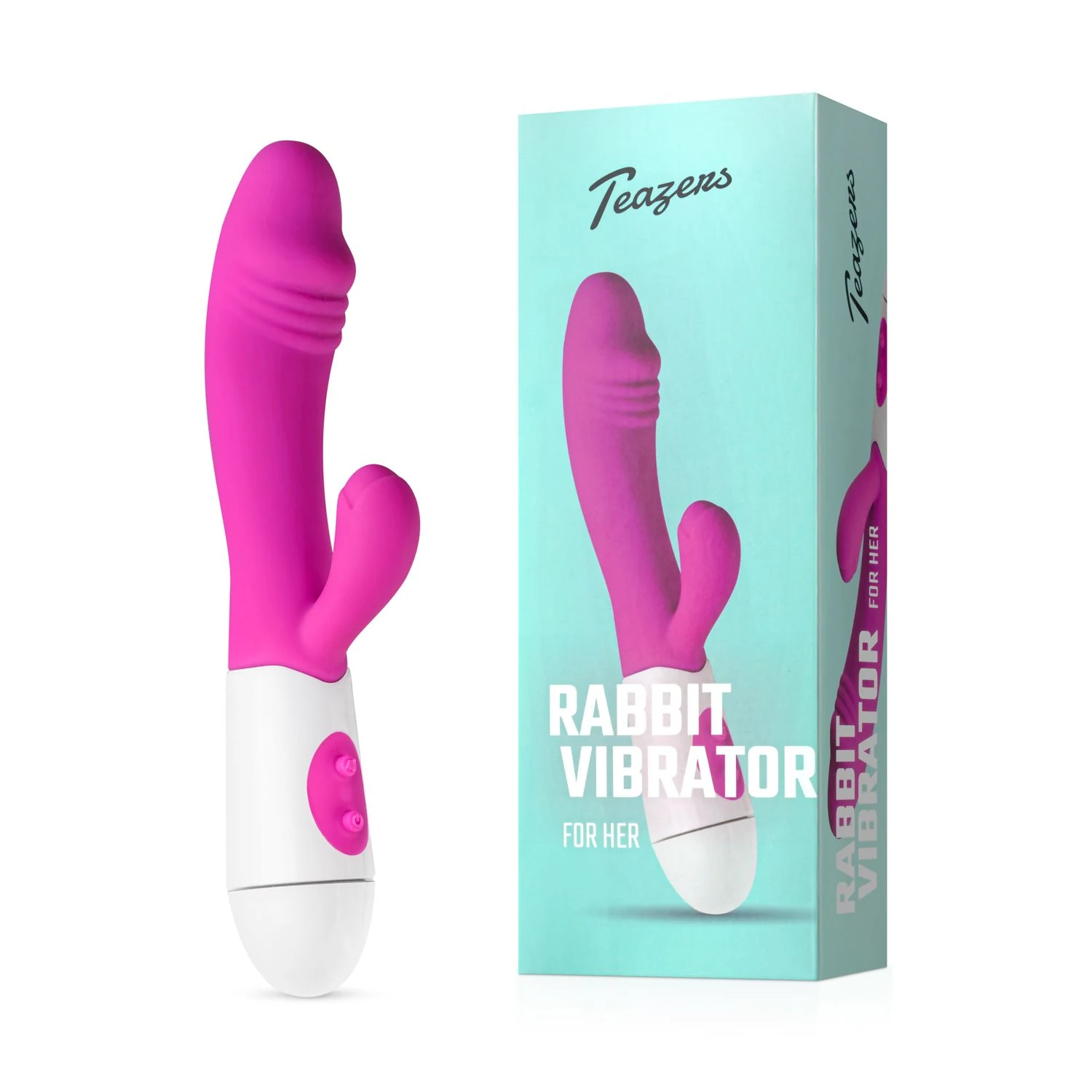 Rabbit vibrator roze met semi-realistisch design van Teazers