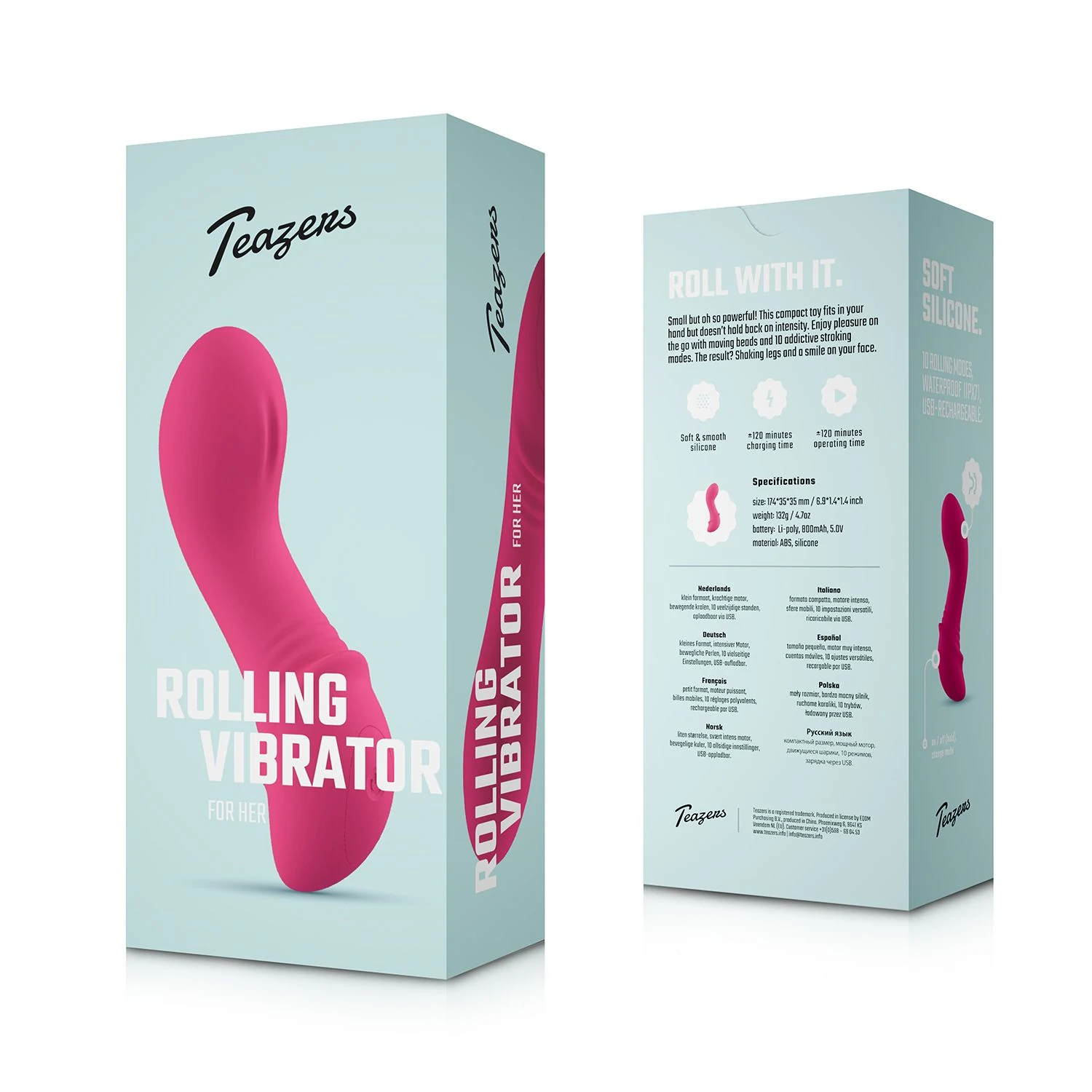Oplaadbare Teazers Rolling Mini Vibrator met usb-oplaadkabel