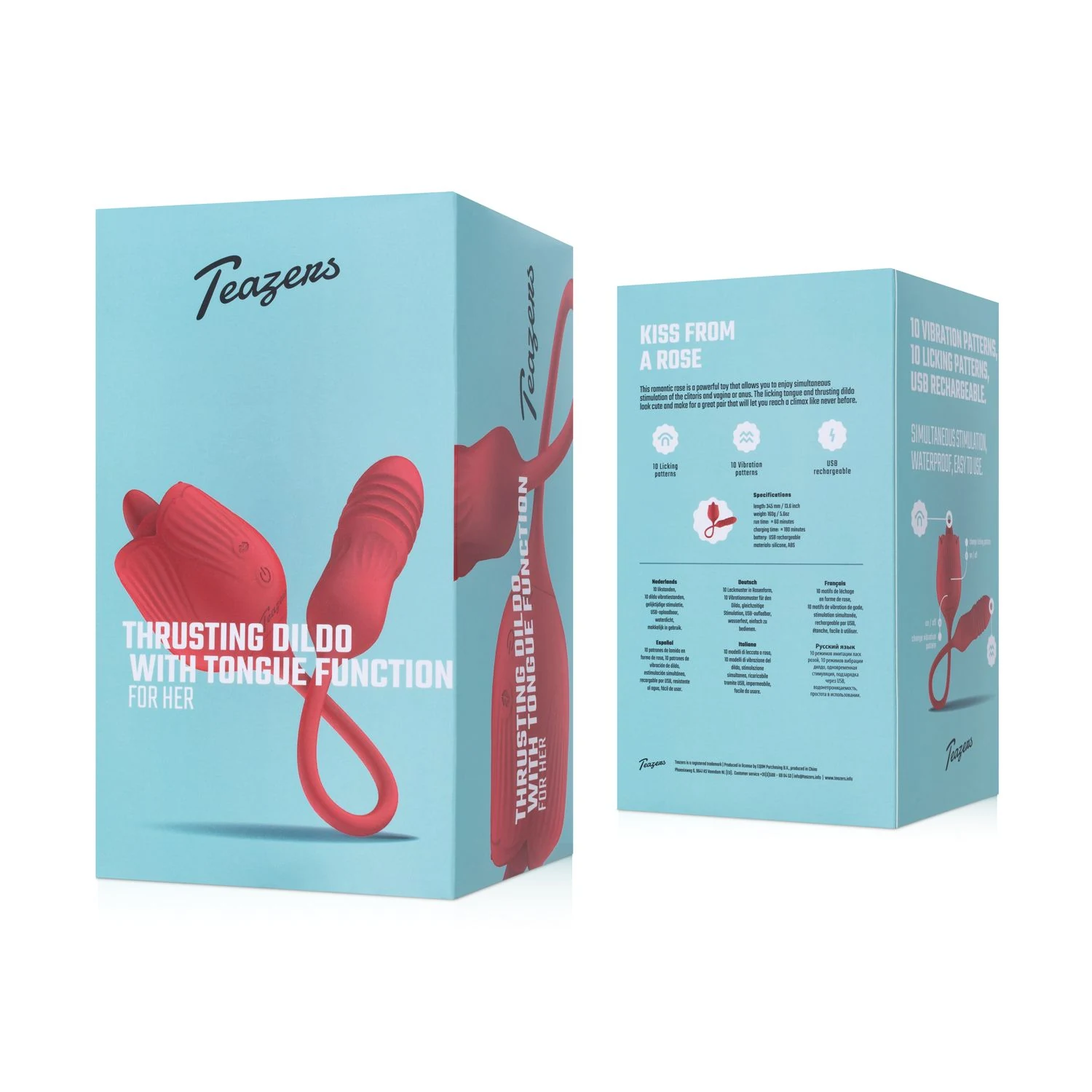 Roos vibrator rood met normaal geluidsniveau en waterbasis glijmiddel