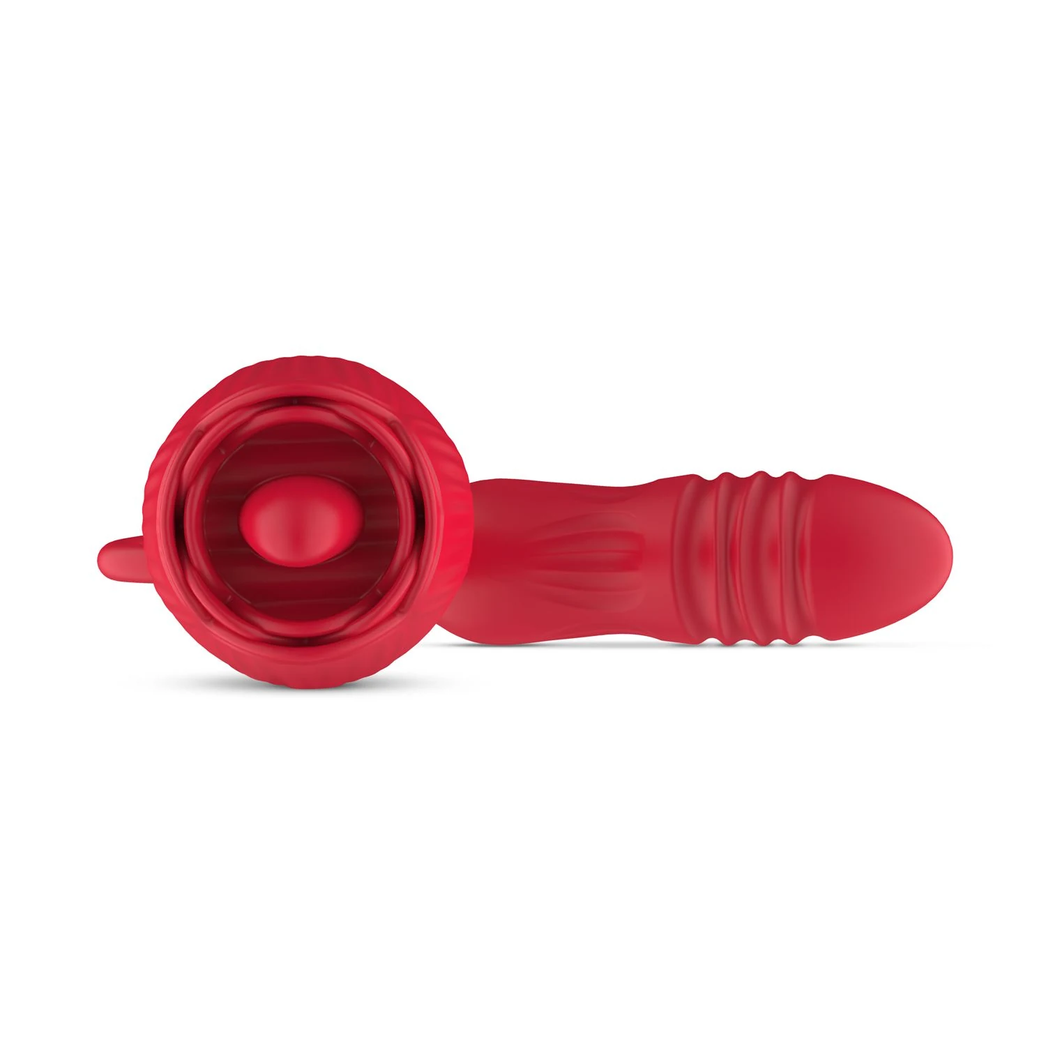 Teazers stotende dildo vibrator rood met likkende tong