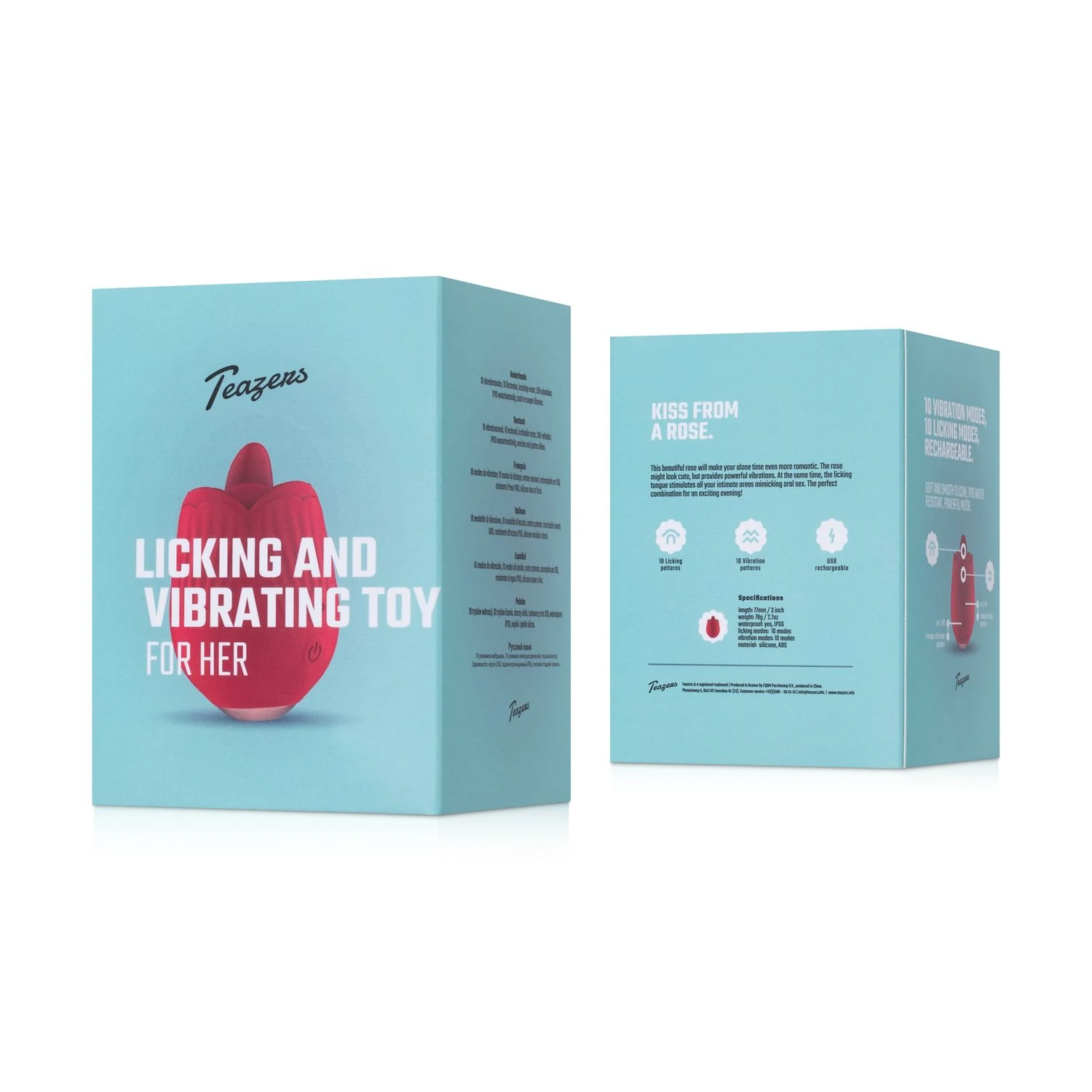 Teazers Roos Vibrator likken en vibreren voor dubbele stimulatie
