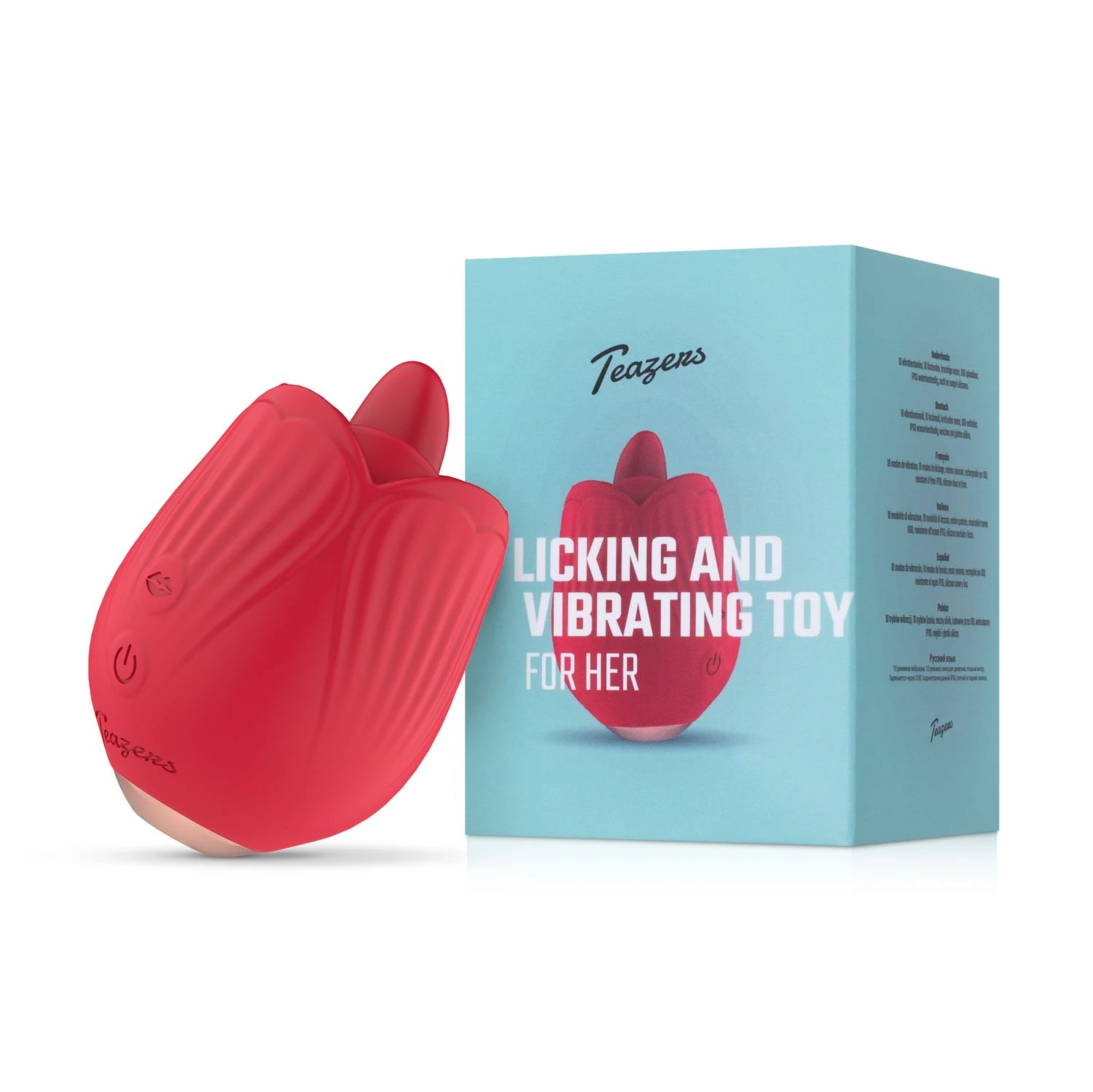 Teazers Roos Vibrator met 10 vibratiestanden en 10 likstanden