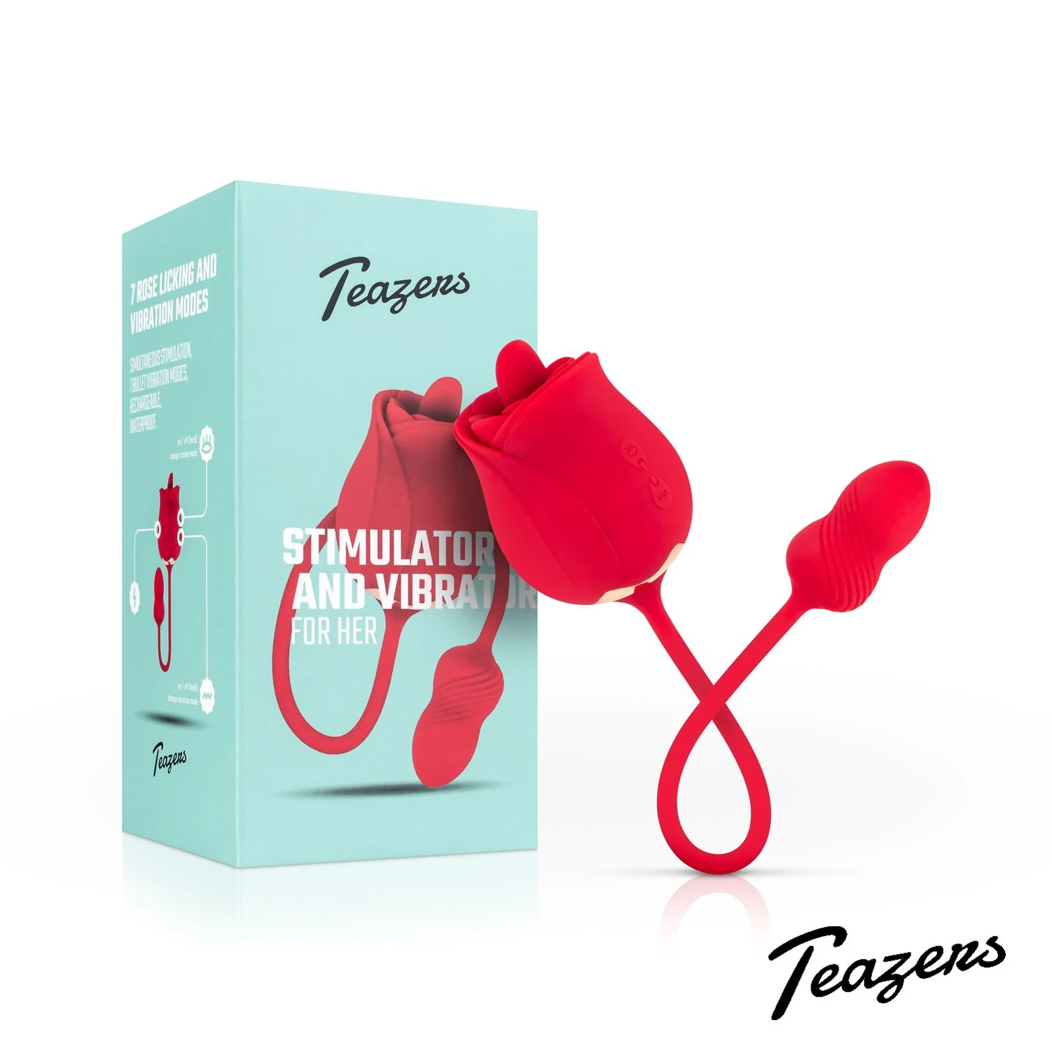 Teazers Rose vibrator met duo ontwerp en 2 onafhankelijke motoren