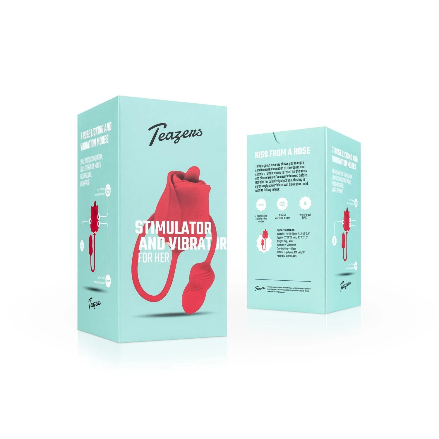 Teazers Rose vibrator rood met pushbutton bediening