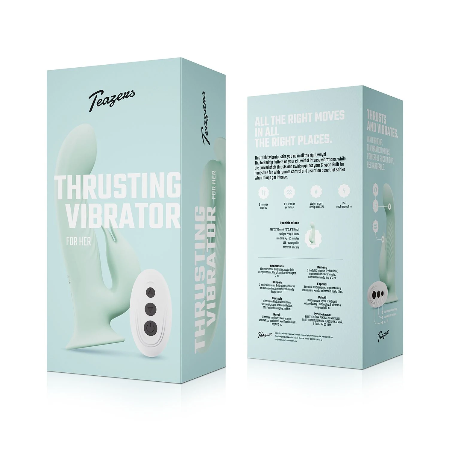 Teazers rabbit vibrator met gevorkte tip voor externe stimulatie