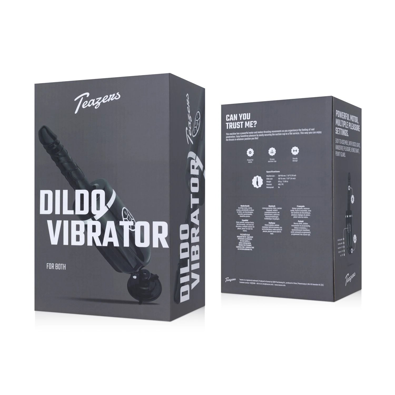 Teazers stotende en vibrerende dildo TEA049 met barcode 8719934015838