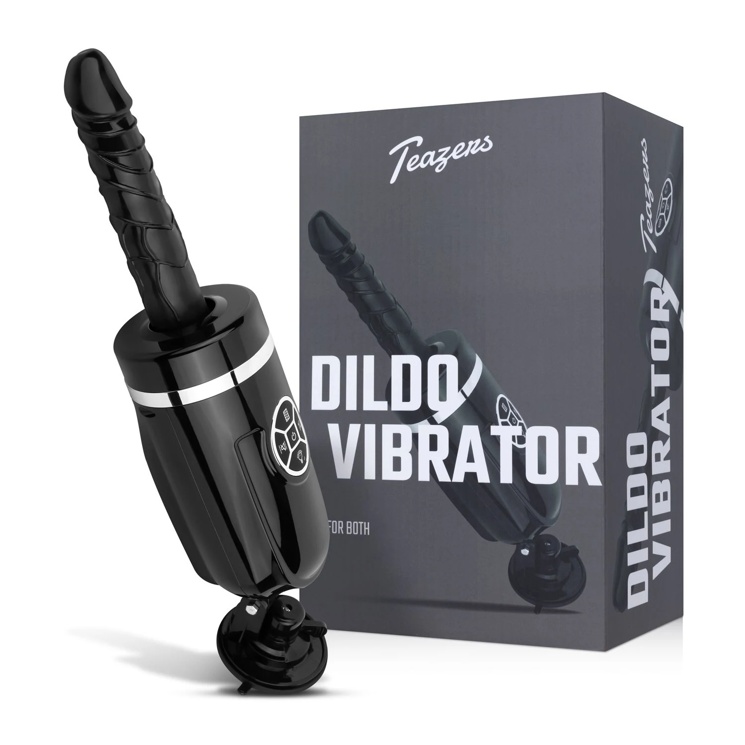 Stotende en vibrerende dildo van Teazers met geaderde siliconen schacht