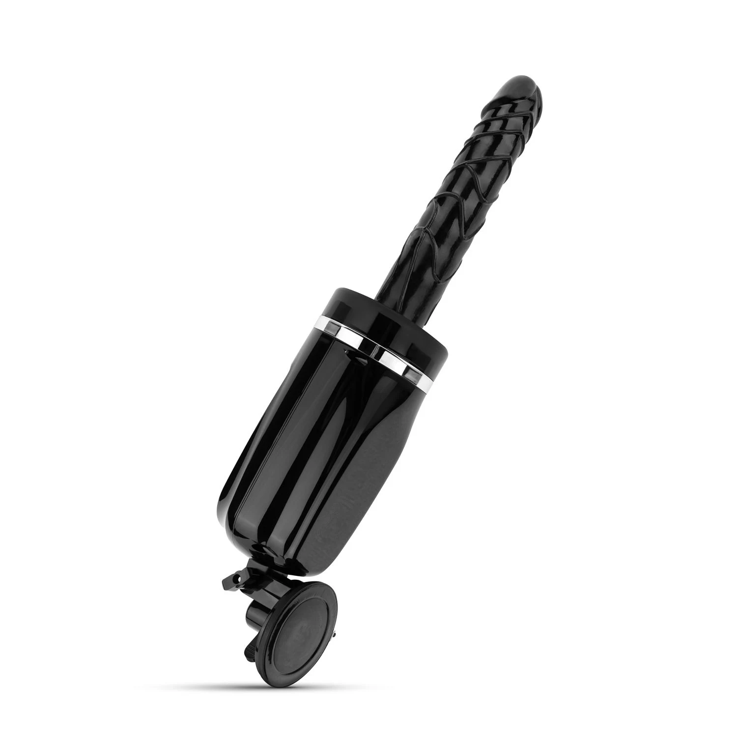Zwarte stotende en vibrerende dildo voor vaginaal en anaal gebruik