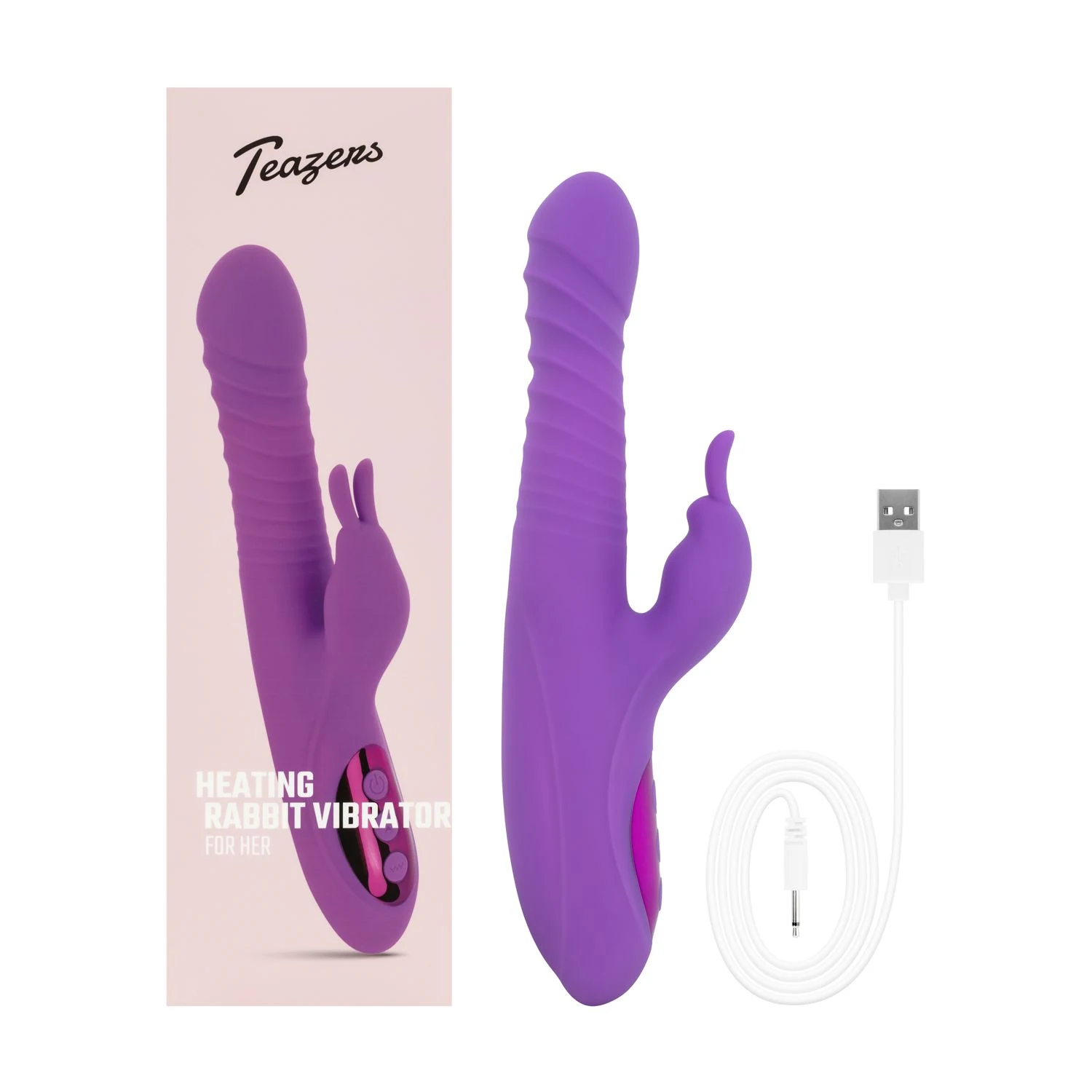 Teazers rabbit vibrator paars voor gebruik met glijmiddel op waterbasis