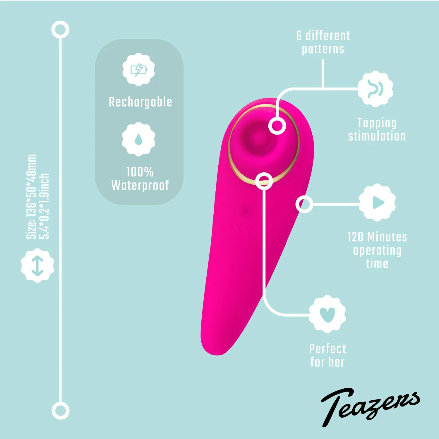 Teazers Tapping Clitoris Stimulator buitendiameter 50 mm
