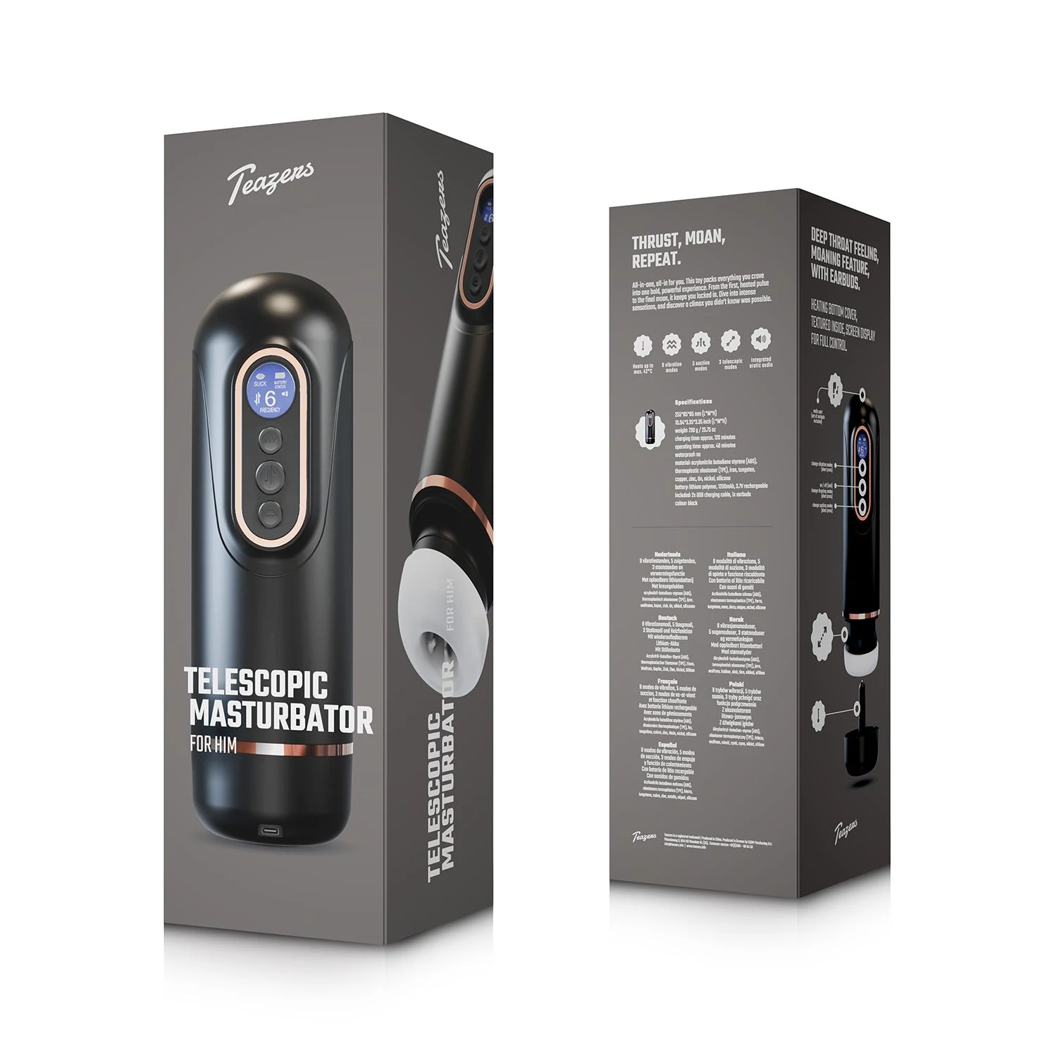 Teazers Telescopic Masturbator voor stimulatie van de penis
