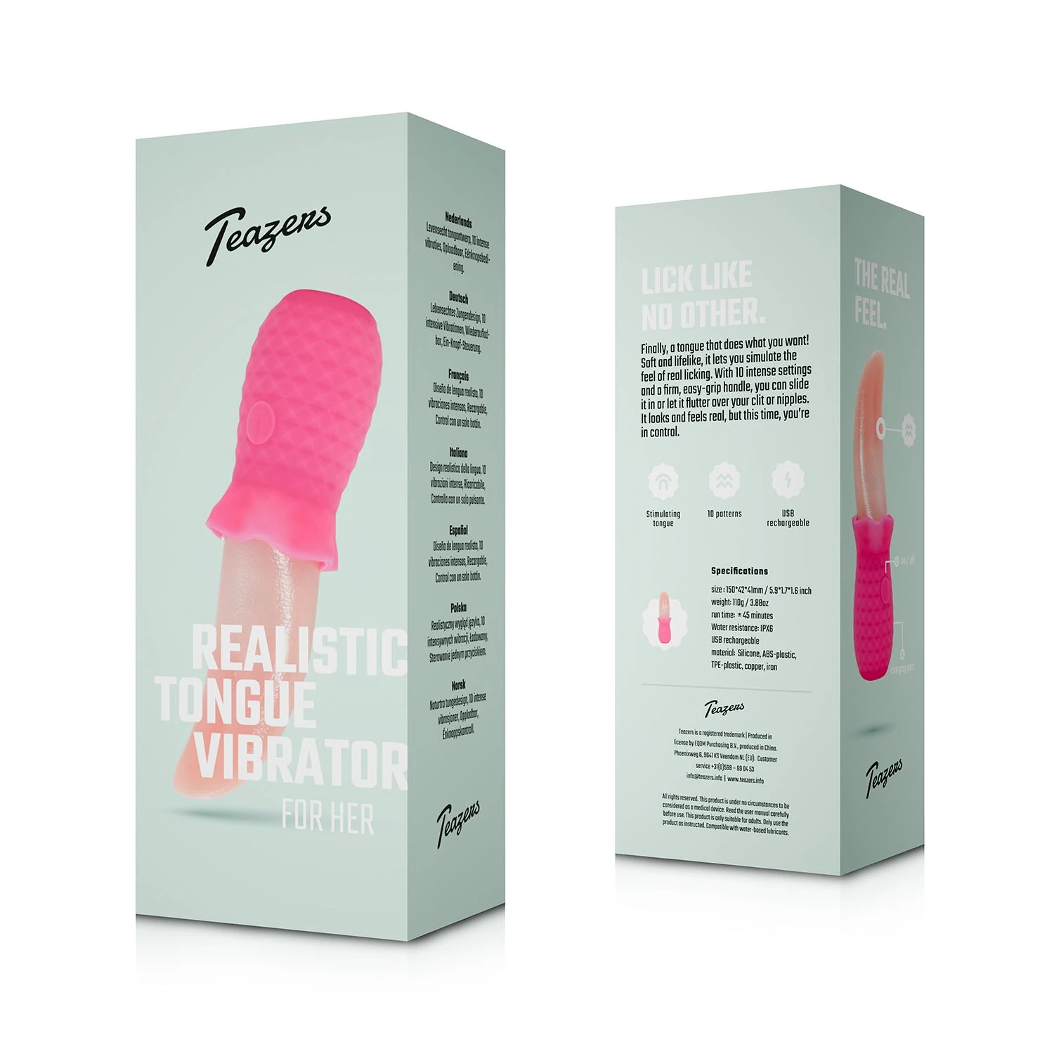 Waterproof Teazers Tongue Vibrator in roze uitvoering