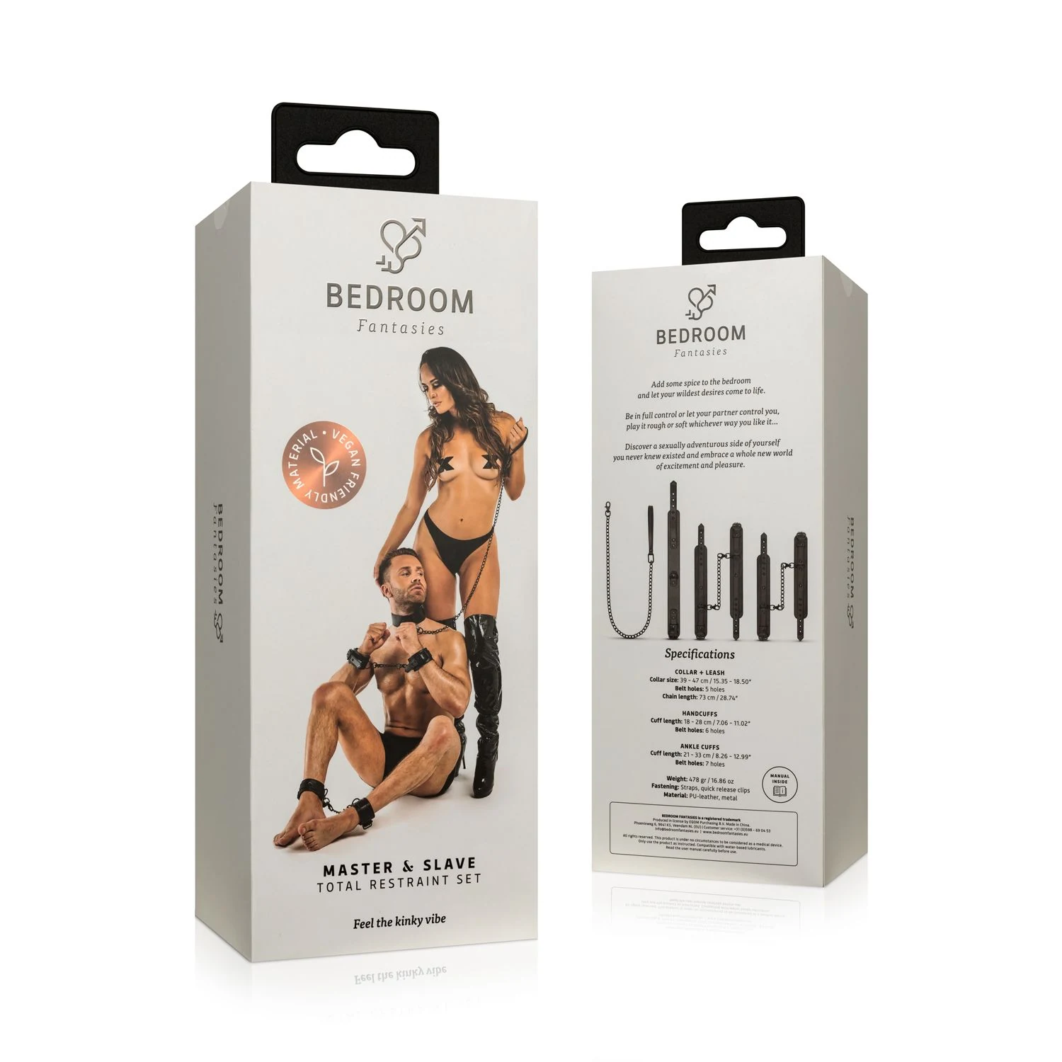 Complete zwarte BDSM bondage set met halsband, lijn, handboeien en enkelboeien