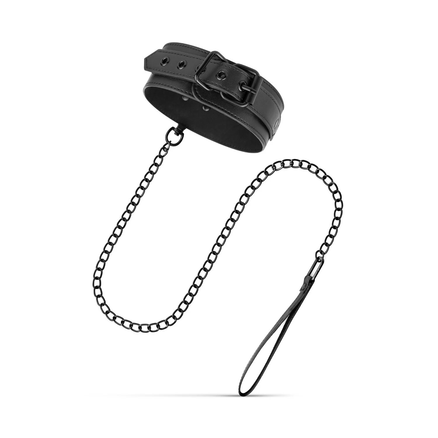 Total Restraint Complete Set Zwart met collar, ketting, handboeien en enkelboeien
