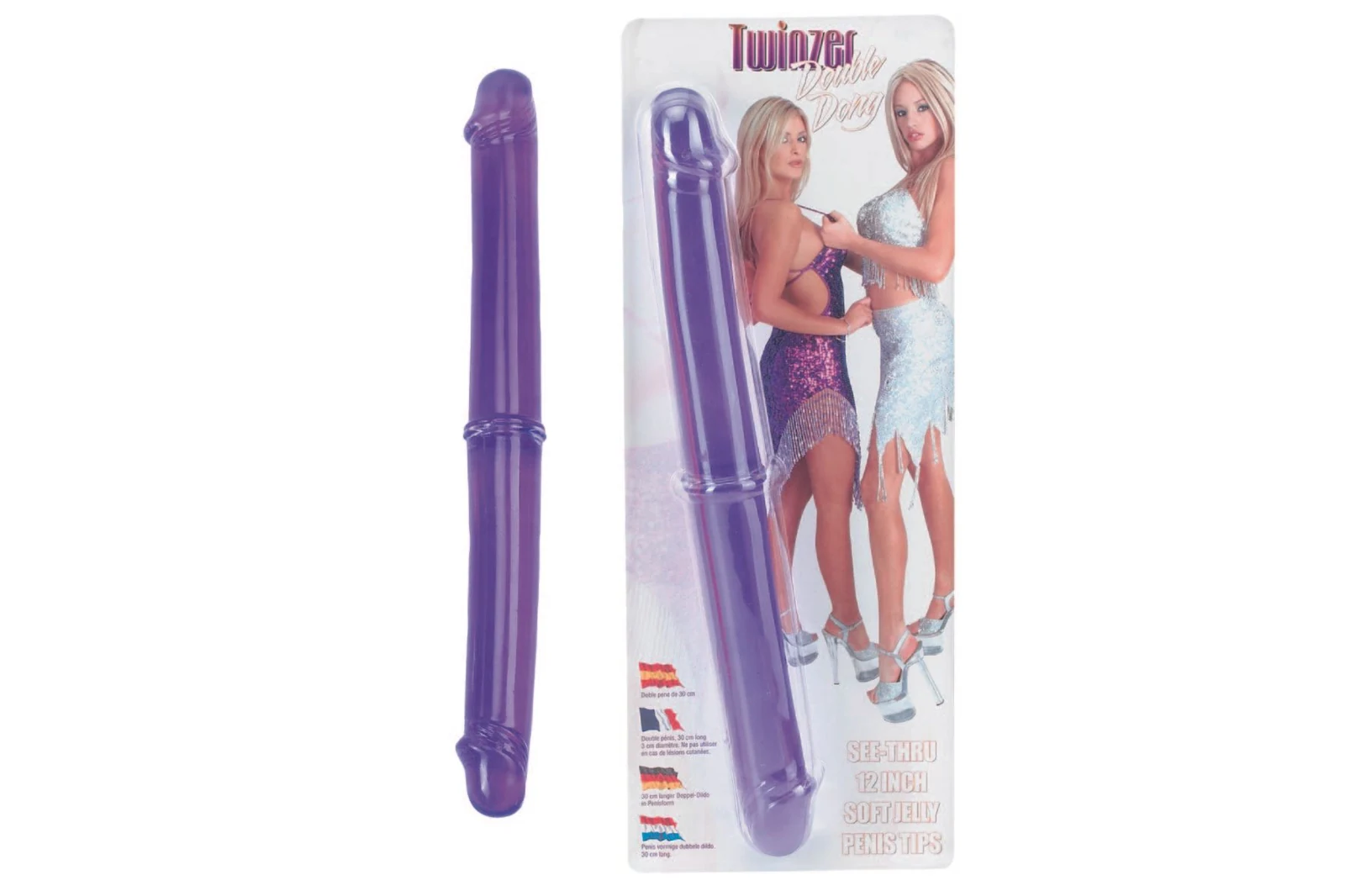 Dubbele dildo paars, aan beide zijden te gebruiken voor koppels