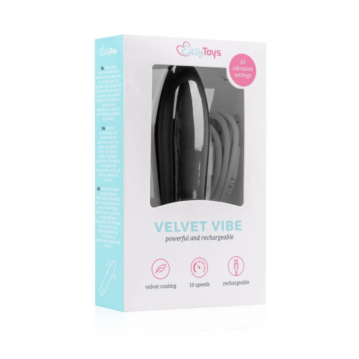 Velvet Vibe Zwart met pushbutton bediening aan de onderkant