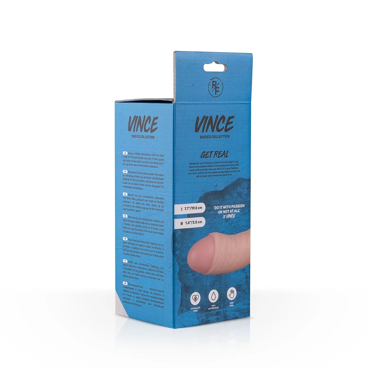 Vince dildo met zuignap, flexibel PVC in beige kleur