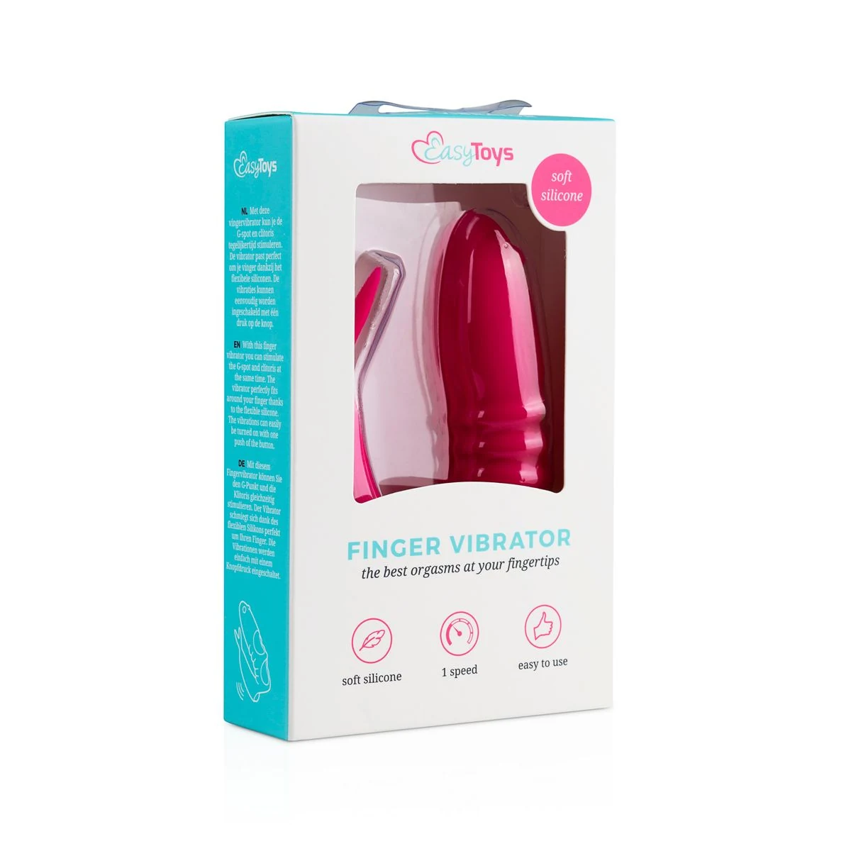Roze vinger vibrator voor G-spot, clitoris, vagina en anus