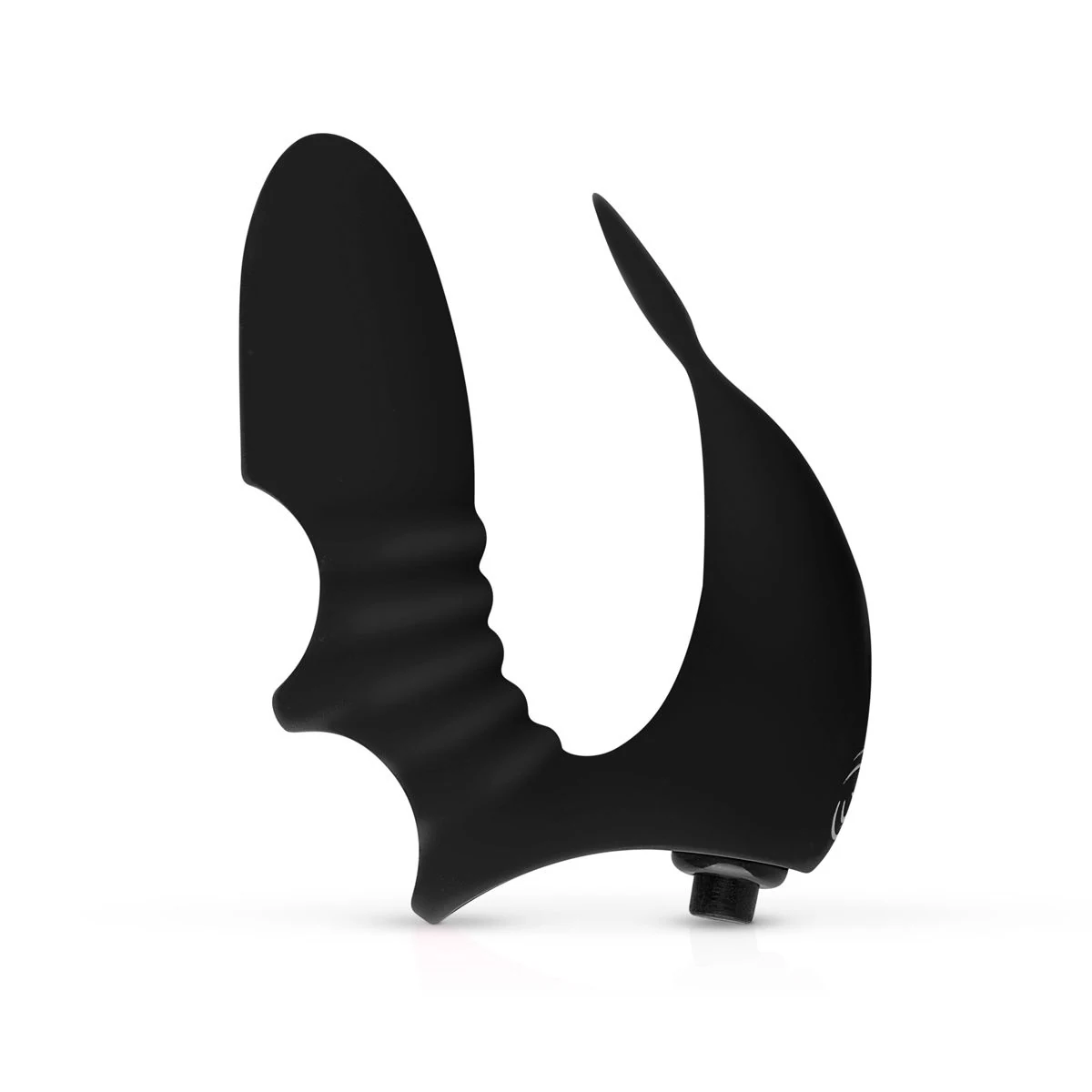 Zwarte vinger vibrator van flexibel siliconen en ABS