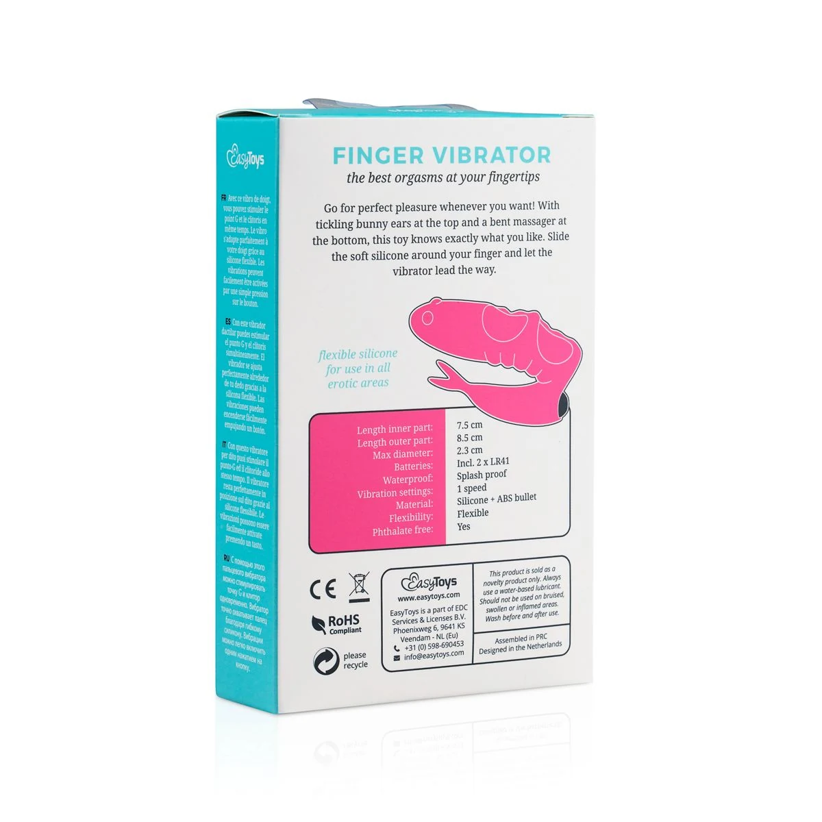 Unisex vinger vibrator zwart geschikt voor waterbasis glijmiddel