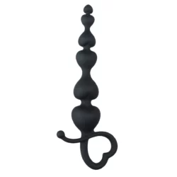 Zwarte anaal kralen met hartvormige greep van Easytoys Anal Collection, lengte 18,5 cm