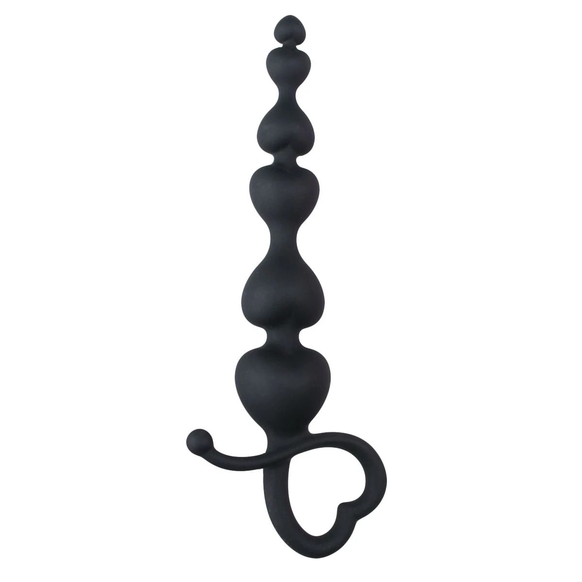Zwarte anaal kralen met hartvormige greep van Easytoys Anal Collection, lengte 18,5 cm