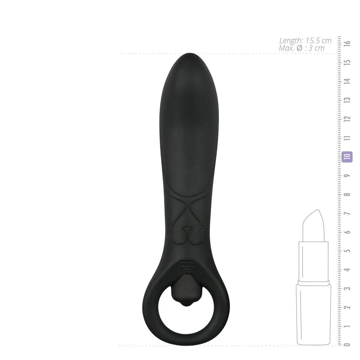 Zwarte anaal vibrator met 110 mm invoerdiepte en 30 mm maximale diameter