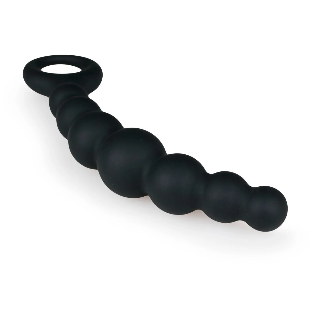 Flexibele zwarte anale plug met kralen, geschikt voor beginners