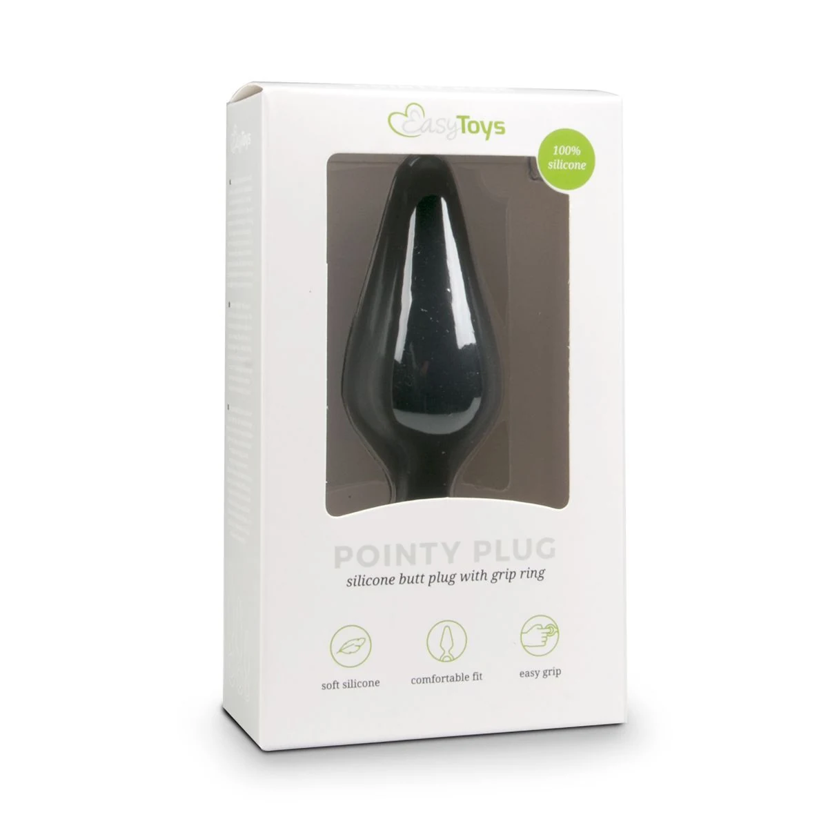Zwarte buttplug small met glad en zacht materiaal