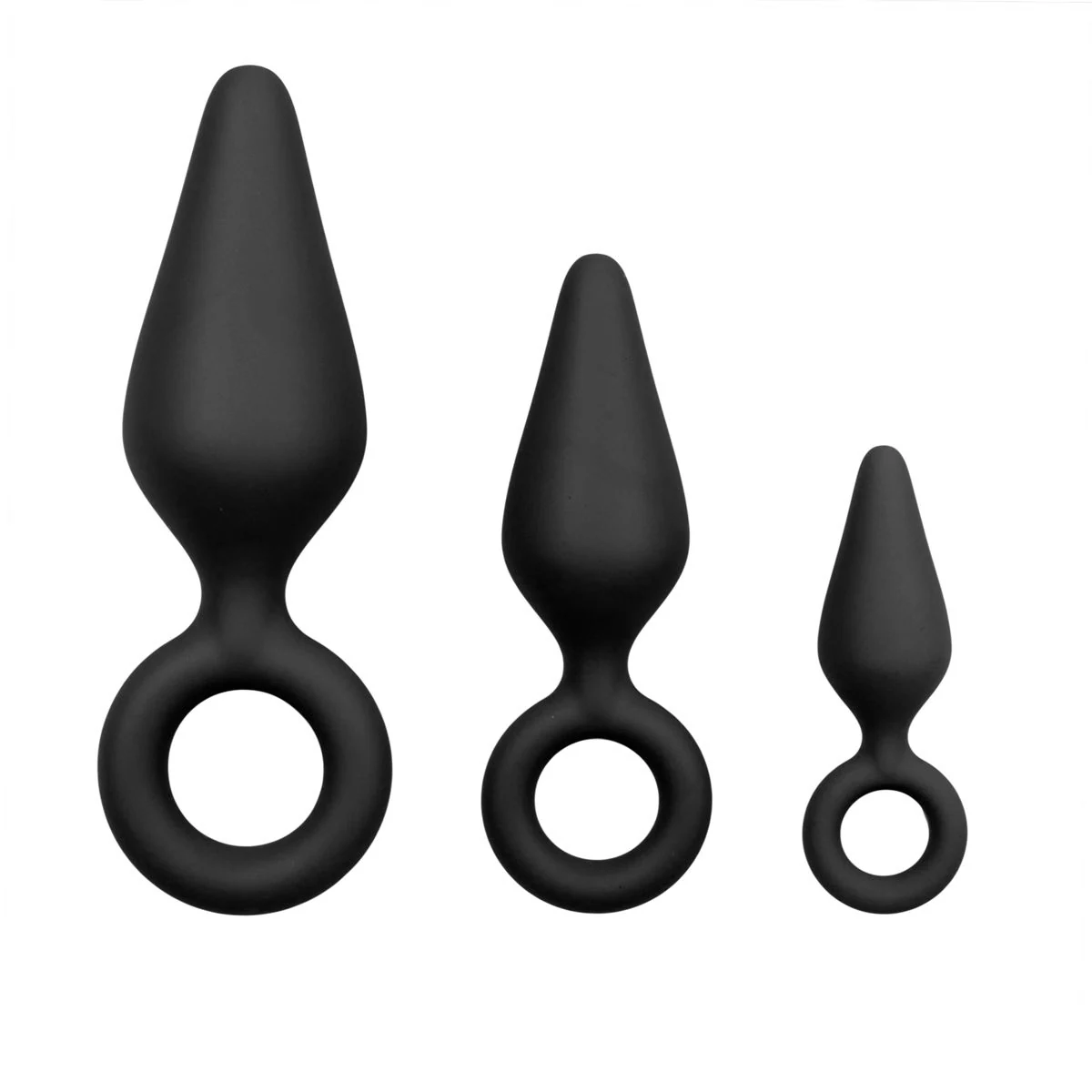 Zwarte buttplugs met trekring set van Easytoys Anal Collection