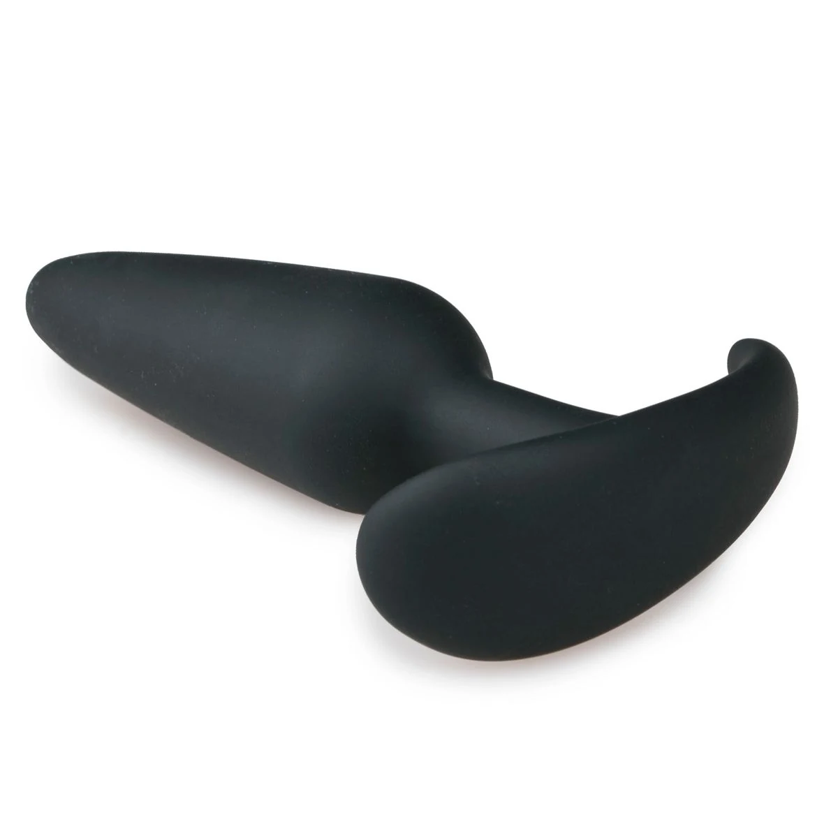 Zwarte siliconen buttplug met handvat, maximale diameter 32 mm