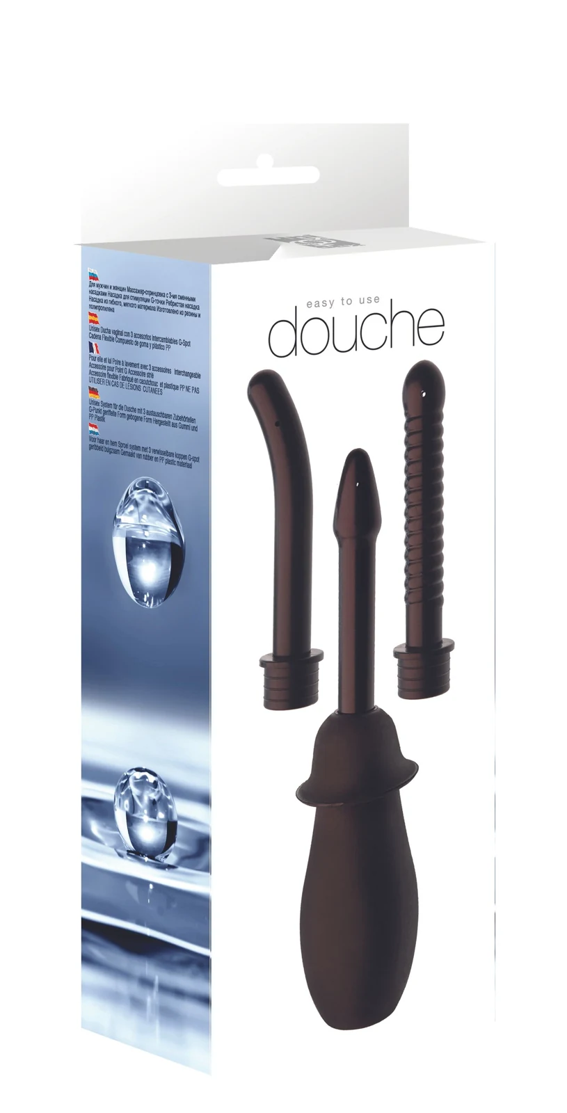 Zwarte intieme douche unisex voor anaal en vaginaal gebruik met groot reservoir