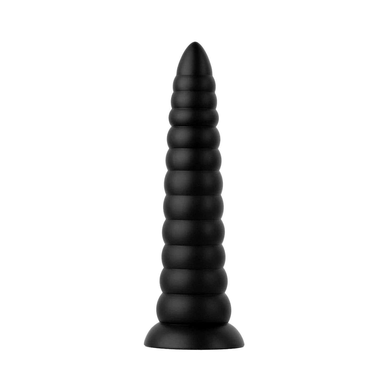 BUTTR Caterpiller Buttplug zwart van 29 cm met segmentdesign en brede basis