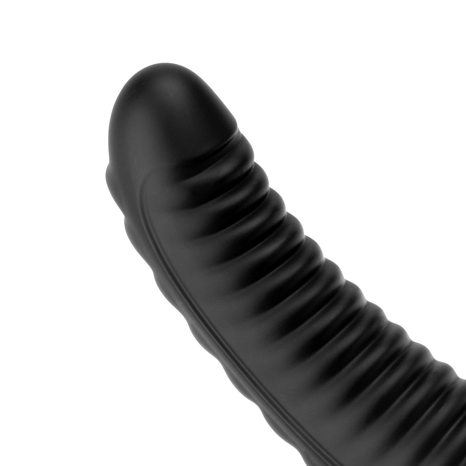 Zwarte BUTTR buttplug met dubbele ribbels en brede basis